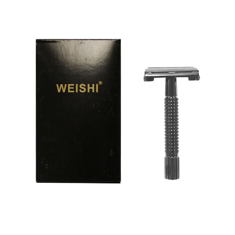 WEISHI Shaving - 9306C Gunmetal Short Handle Safety Razor - Chiseled Face