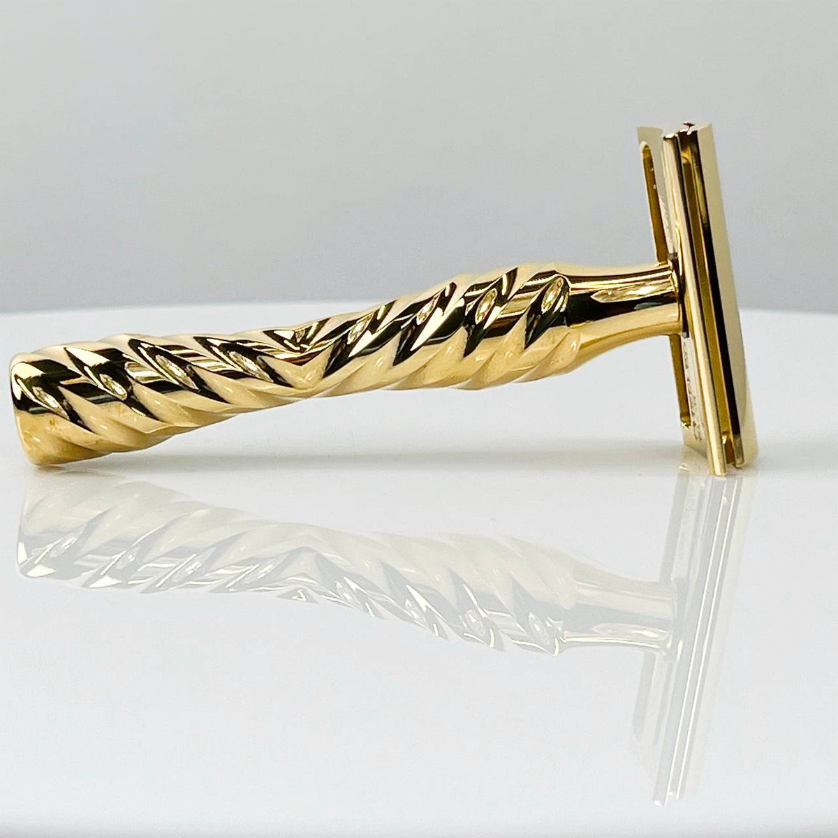 Brass Legacy Razor with Chevron Handle Polished Presentation Edition