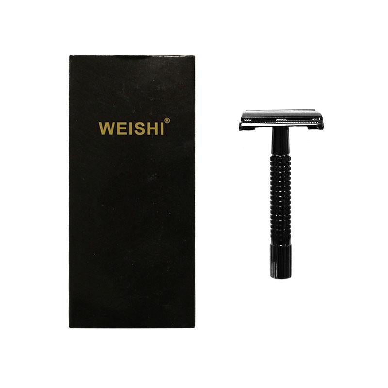 WEISHI Shaving - 9306 PVD BLACK Short Handle Safety Razor - Chiseled Face